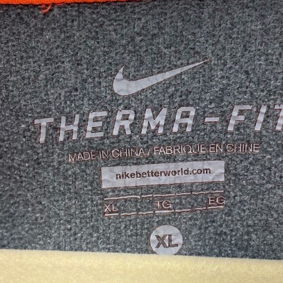 Nike Therma-Fit Women's Just Do it Color Block Gray/Orange Hoodie Sweatshirt XL - Picture 4 of 9